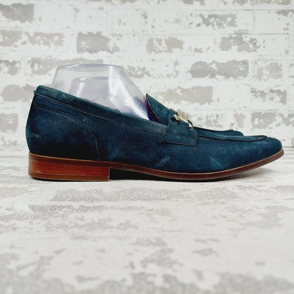 New Aldo Blue Leather Slip On Almond Toe Men\'s Loafers i981 main image 14